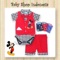 large Jumpsuit Baju Bayi Mickey merah